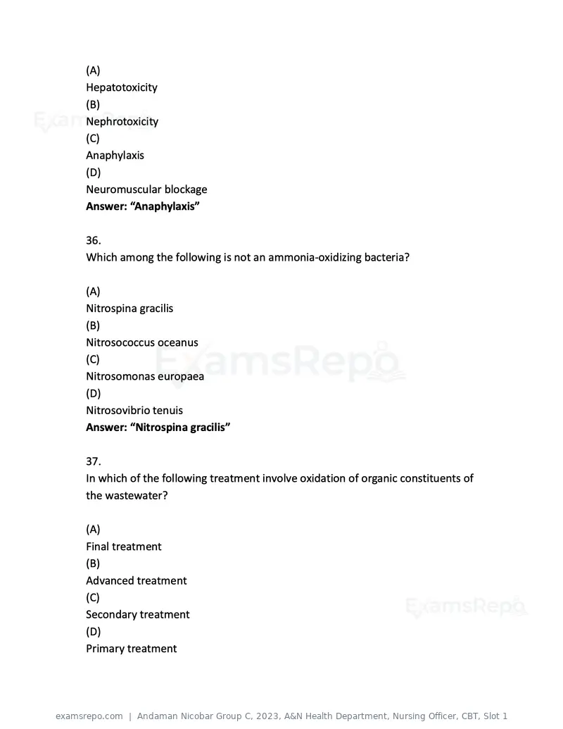 Andaman Nicobar Group C 2023 question paper, A&N Health Department, Nursing Officer, CBT, Slot 1, page 14 of 45