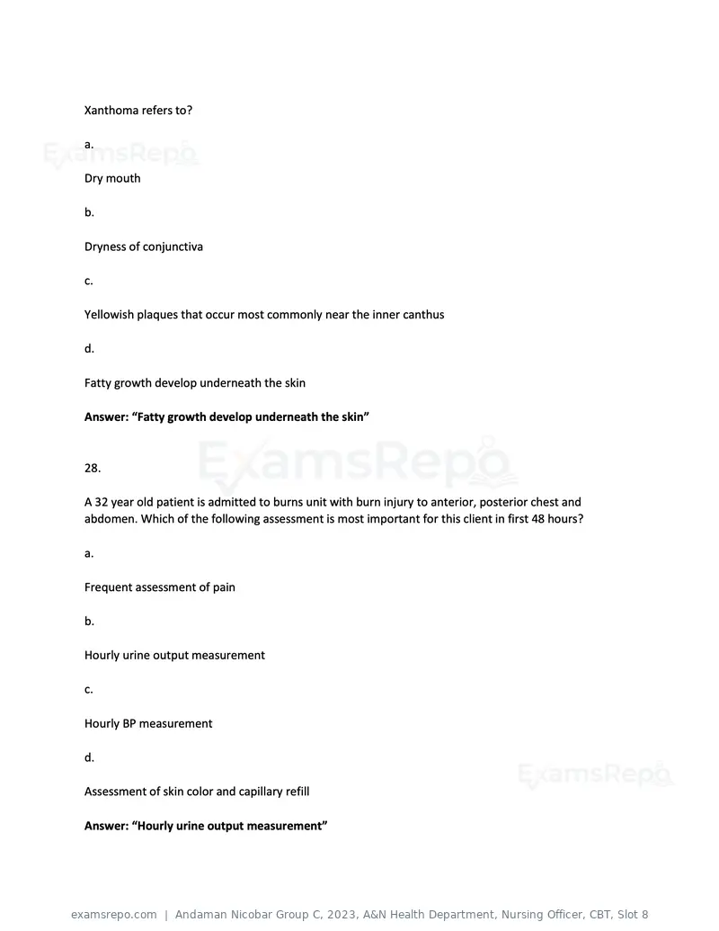 Andaman Nicobar Group C 2023 question paper, A&N Health Department, Nursing Officer, CBT, Slot 8, page 15 of 54
