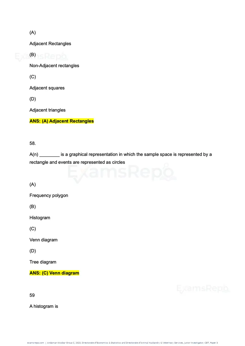Andaman Nicobar Group C 2023 question paper, Directorate of Economics & Statistics and Directorate of Animal Husbandry & Veterinary Services, Junior Investigator, CBT, Paper 3, page 33 of 55