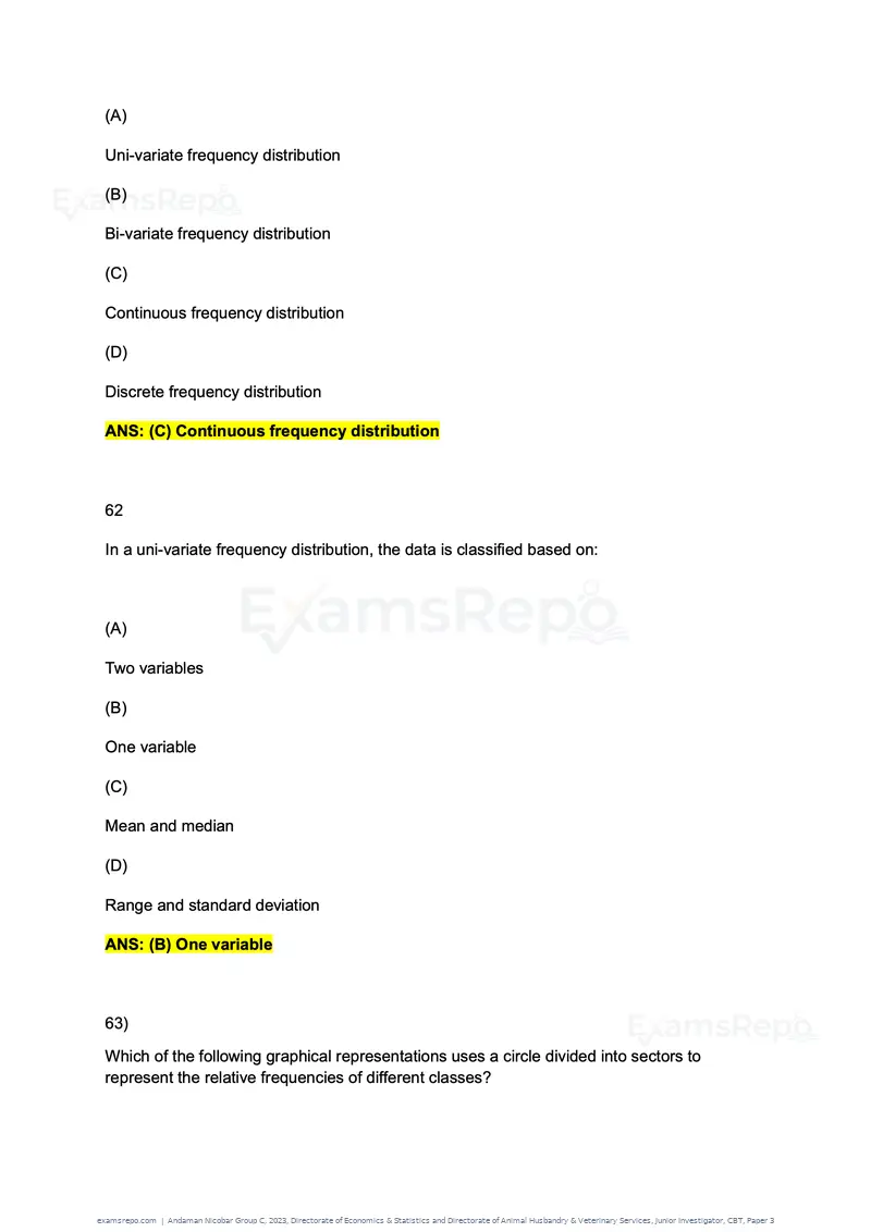 Andaman Nicobar Group C 2023 question paper, Directorate of Economics & Statistics and Directorate of Animal Husbandry & Veterinary Services, Junior Investigator, CBT, Paper 3, page 35 of 55