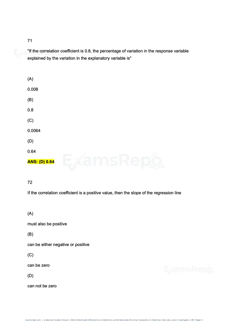 Andaman Nicobar Group C 2023 question paper, Directorate of Economics & Statistics and Directorate of Animal Husbandry & Veterinary Services, Junior Investigator, CBT, Paper 3, page 40 of 55