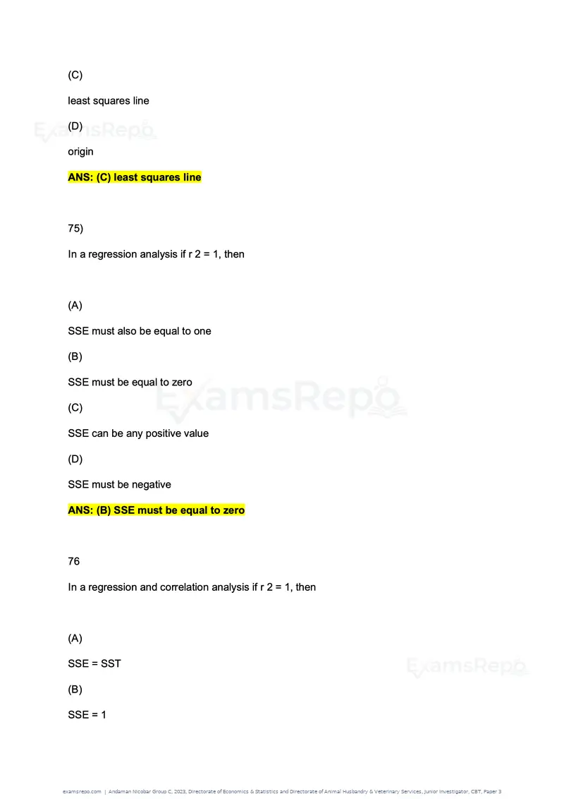 Andaman Nicobar Group C 2023 question paper, Directorate of Economics & Statistics and Directorate of Animal Husbandry & Veterinary Services, Junior Investigator, CBT, Paper 3, page 42 of 55
