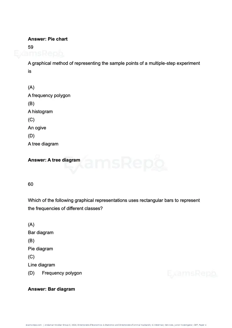 Andaman Nicobar Group C 2023 question paper, Directorate of Economics & Statistics and Directorate of Animal Husbandry & Veterinary Services, Junior Investigator, CBT, Paper 4, page 30 of 51