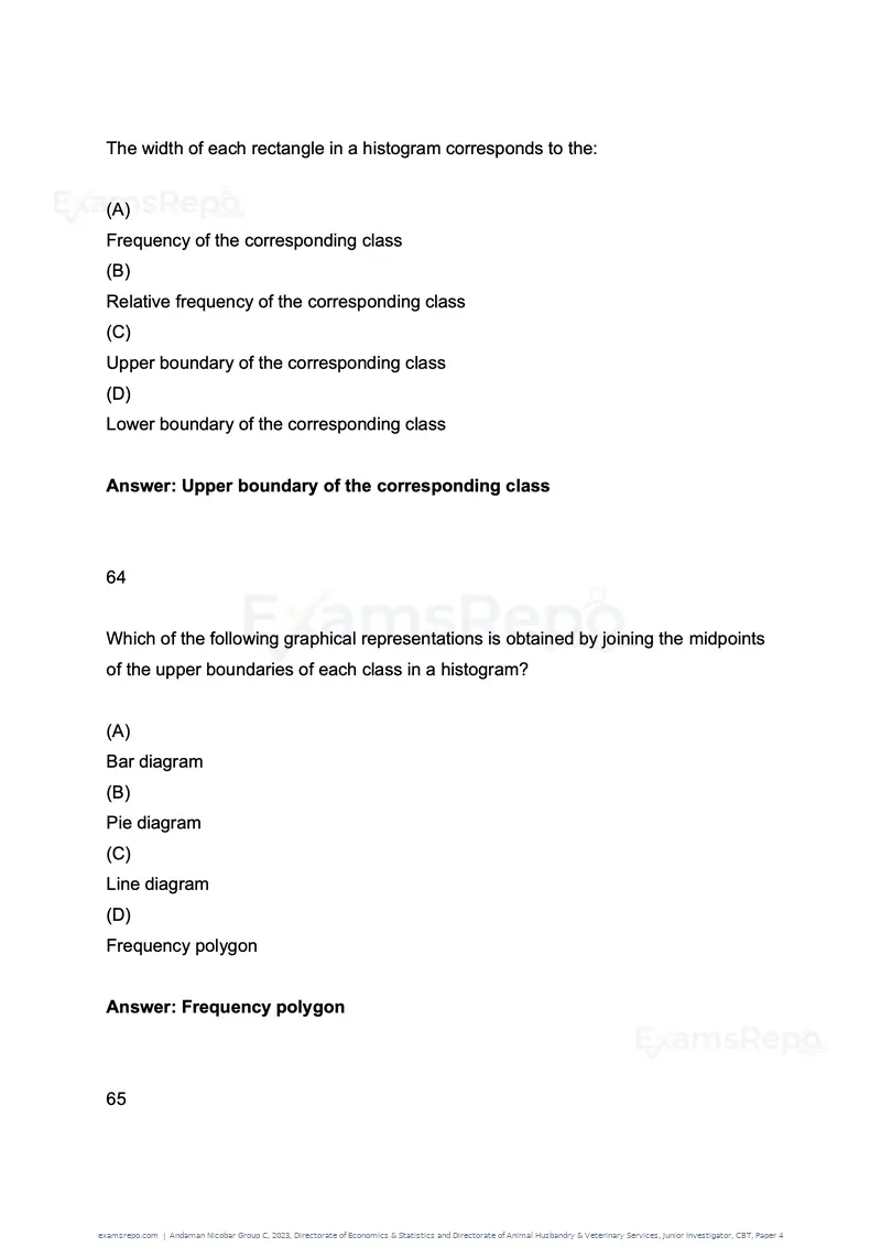 Andaman Nicobar Group C 2023 question paper, Directorate of Economics & Statistics and Directorate of Animal Husbandry & Veterinary Services, Junior Investigator, CBT, Paper 4, page 32 of 51