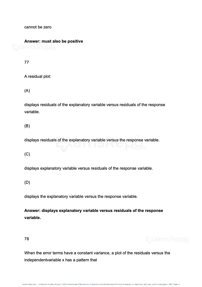 Andaman Nicobar Group C 2023 question paper, Directorate of Economics & Statistics and Directorate of Animal Husbandry & Veterinary Services, Junior Investigator, CBT, Paper 4, page 39 of 51