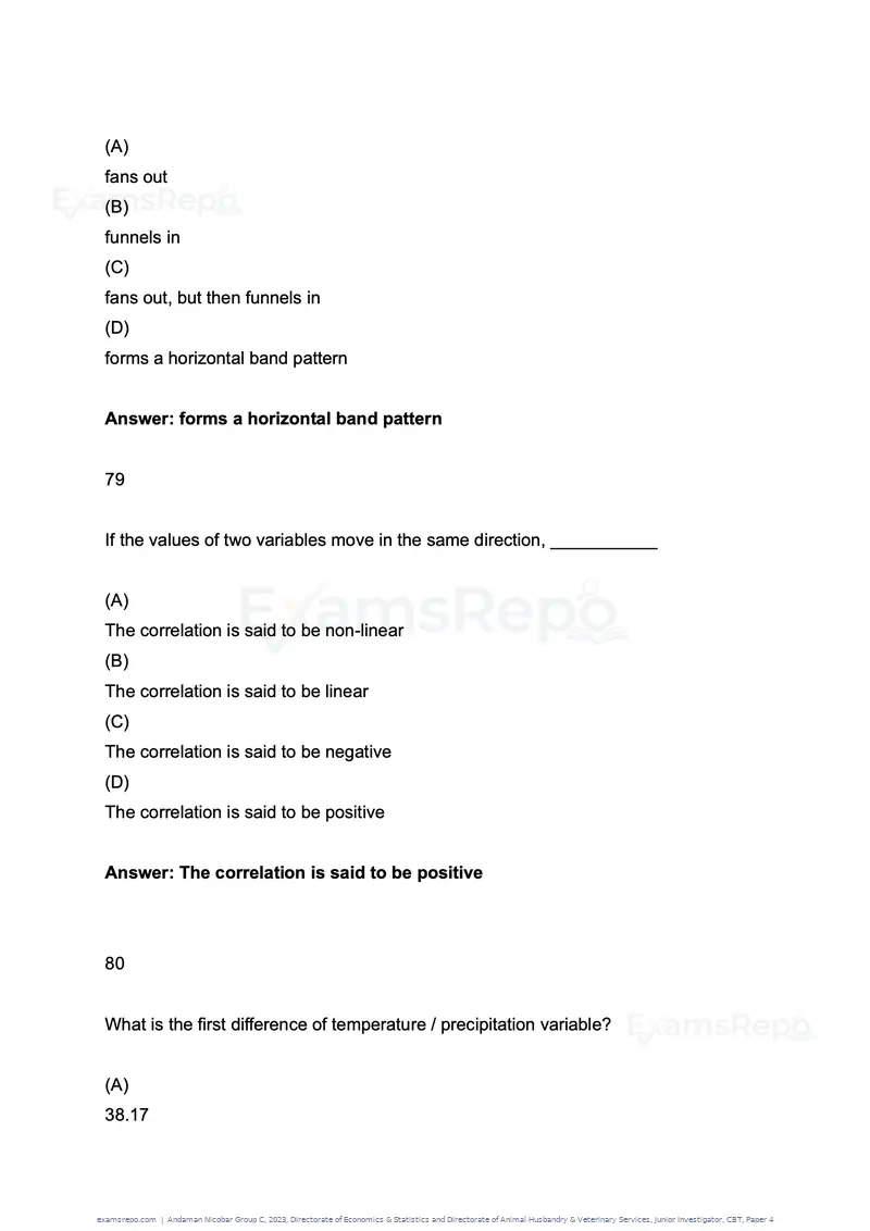 Andaman Nicobar Group C 2023 question paper, Directorate of Economics & Statistics and Directorate of Animal Husbandry & Veterinary Services, Junior Investigator, CBT, Paper 4, page 40 of 51
