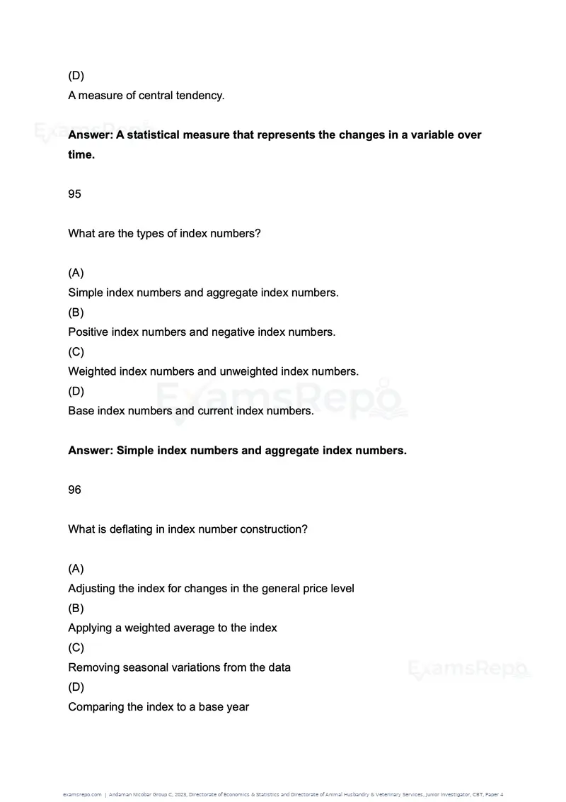 Andaman Nicobar Group C 2023 question paper, Directorate of Economics & Statistics and Directorate of Animal Husbandry & Veterinary Services, Junior Investigator, CBT, Paper 4, page 48 of 51