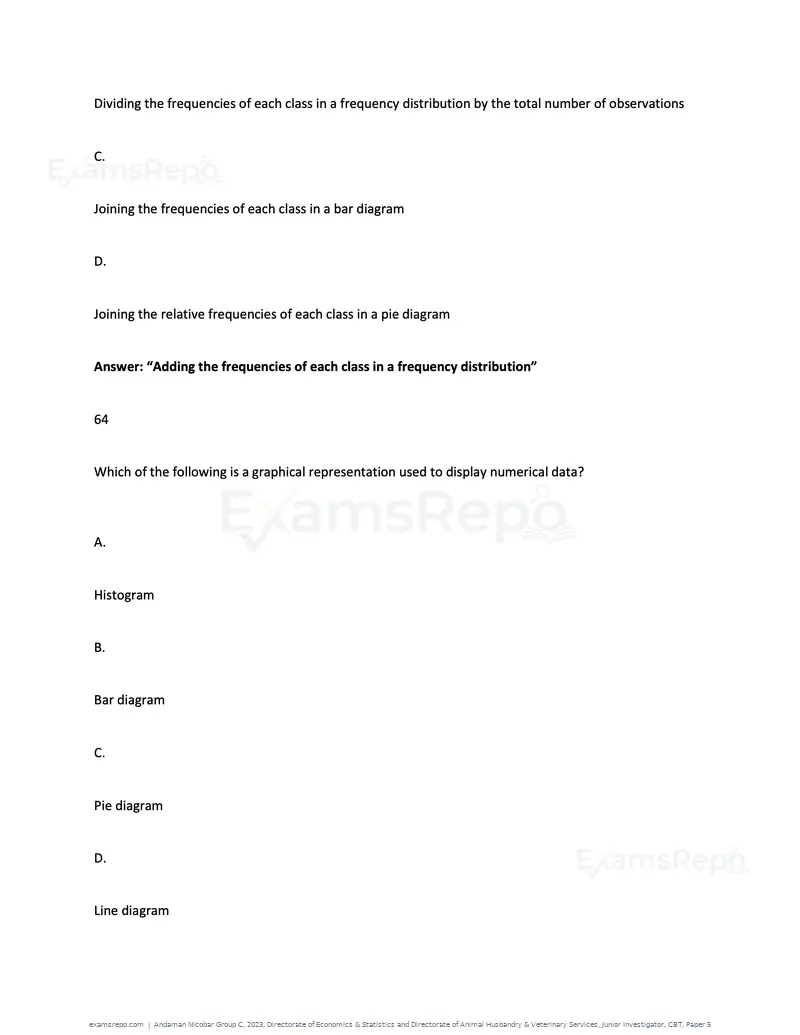 Andaman Nicobar Group C 2023 question paper, Directorate of Economics & Statistics and Directorate of Animal Husbandry & Veterinary Services, Junior Investigator, CBT, Paper 5, page 48 of 74