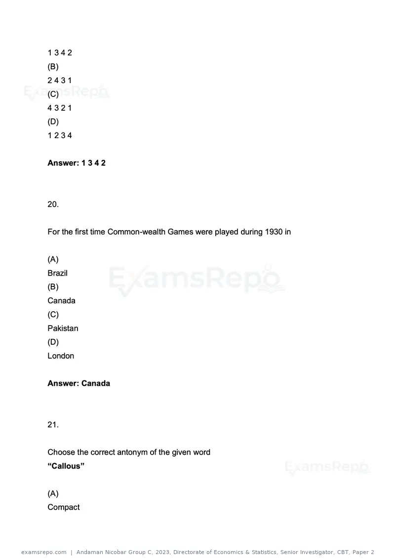 Andaman Nicobar Group C 2023 question paper, Directorate of Economics & Statistics, Senior Investigator, CBT, Paper 2, page 10 of 49