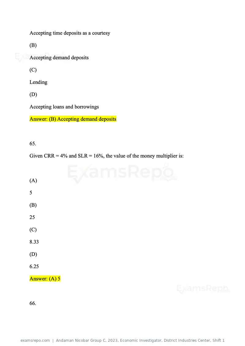 Andaman Nicobar Group C 2023 question paper, Economic Investigator, District Industries Center, Shift 1, page 39 of 59