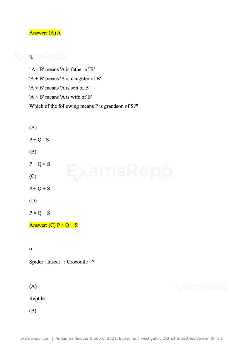 Andaman Nicobar Group C 2023 question paper, Economic Investigator, District Industries Center, Shift 1, page 5 of 59
