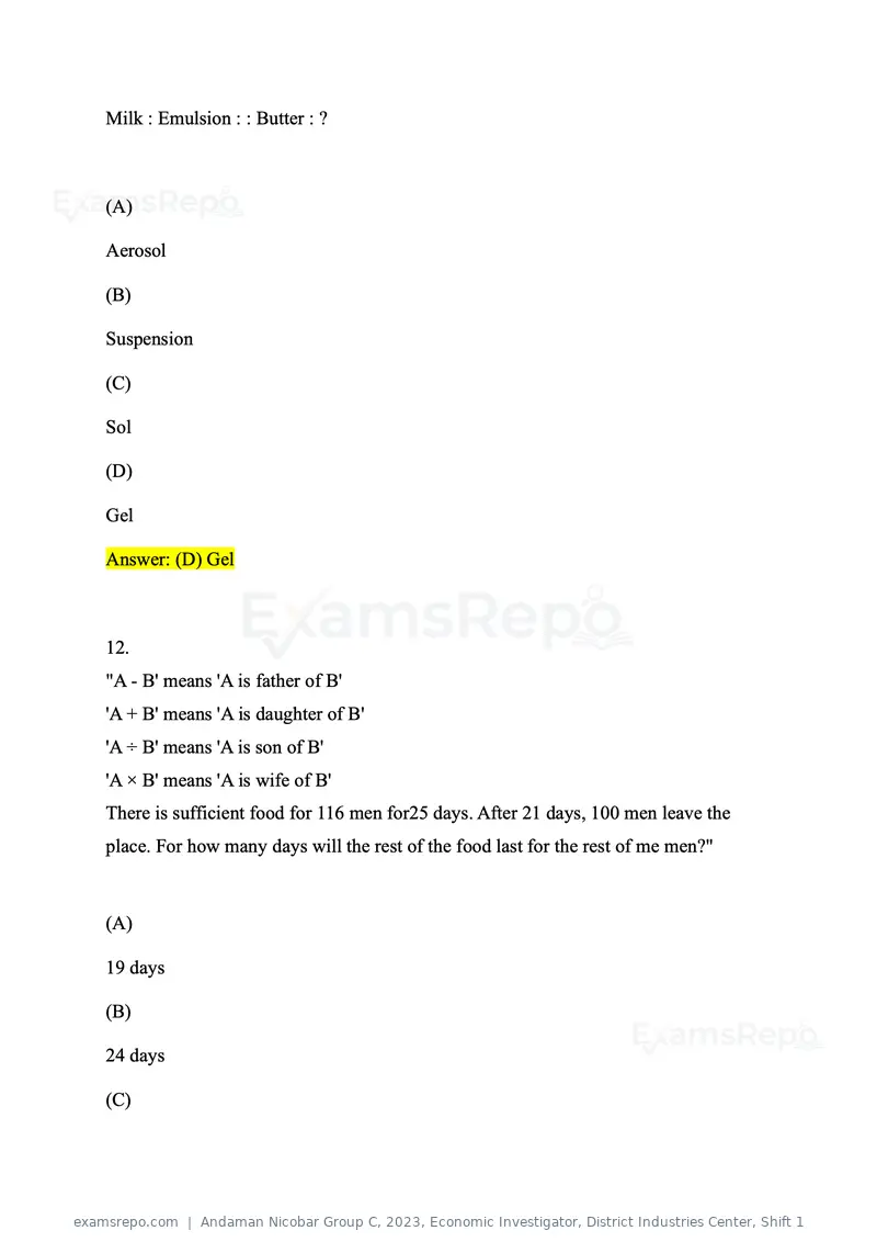 Andaman Nicobar Group C 2023 question paper, Economic Investigator, District Industries Center, Shift 1, page 7 of 59