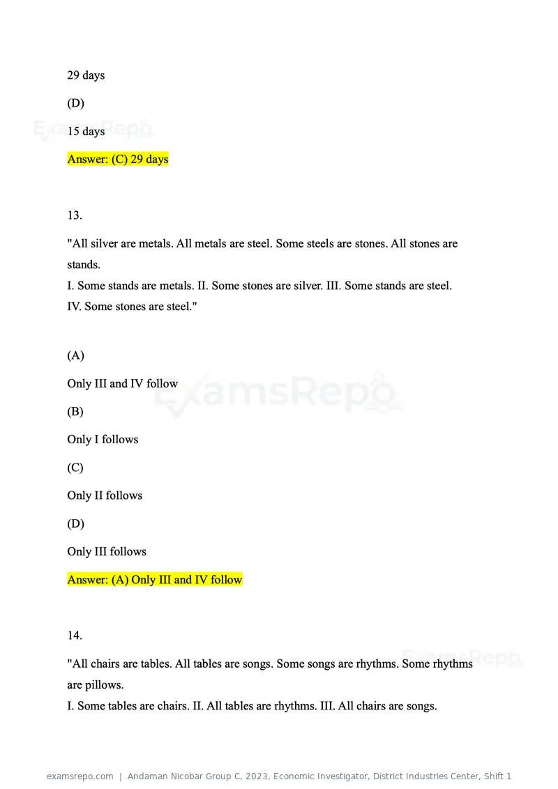 Andaman Nicobar Group C 2023 question paper, Economic Investigator, District Industries Center, Shift 1, page 8 of 59