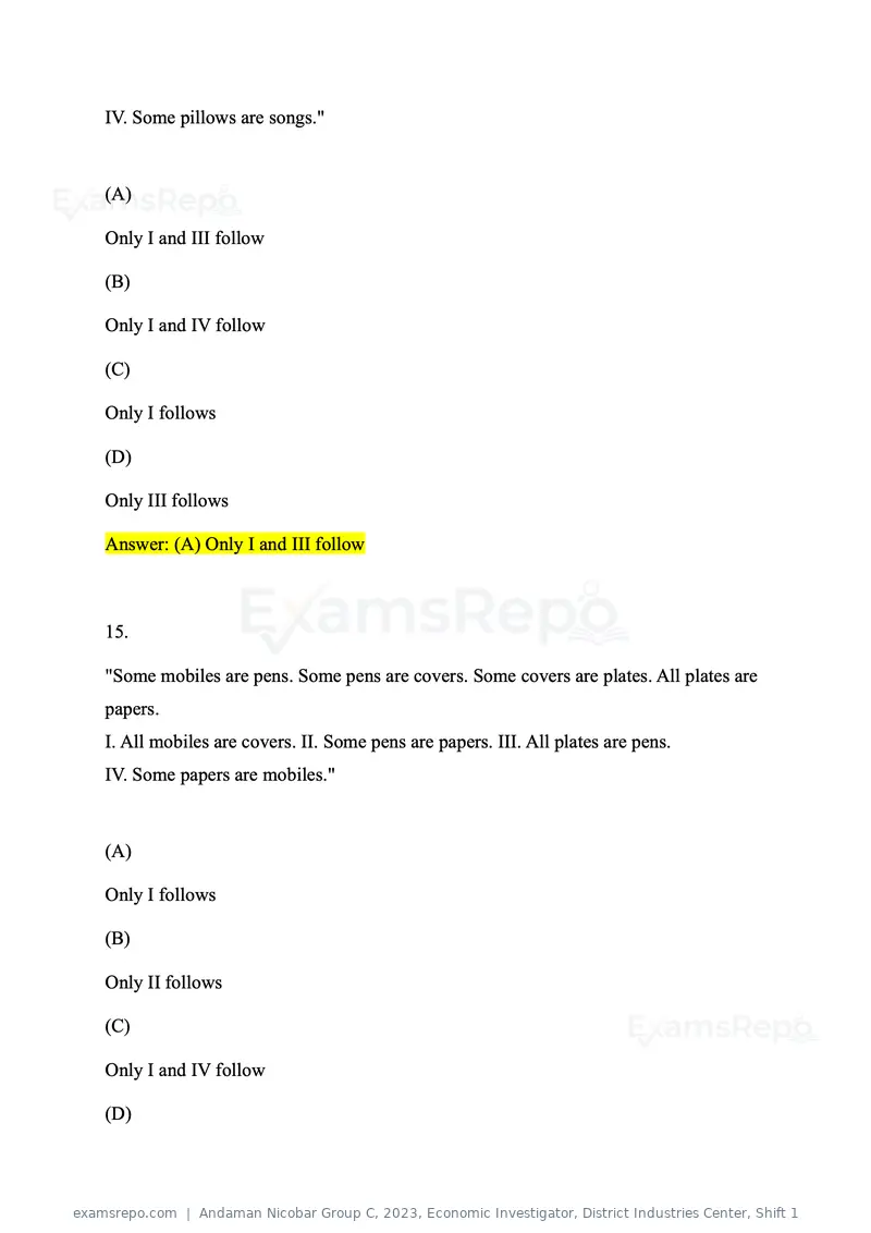 Andaman Nicobar Group C 2023 question paper, Economic Investigator, District Industries Center, Shift 1, page 9 of 59