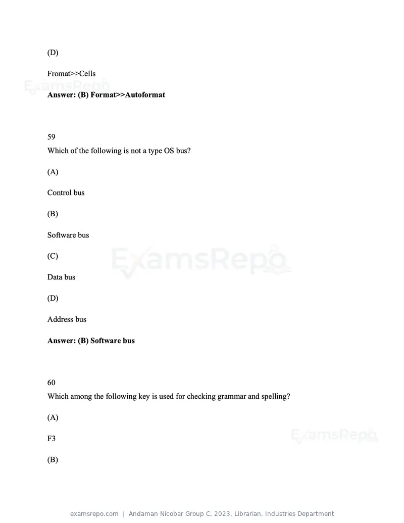 Andaman Nicobar Group C 2023 question paper, Librarian, Industries Department, page 31 of 52