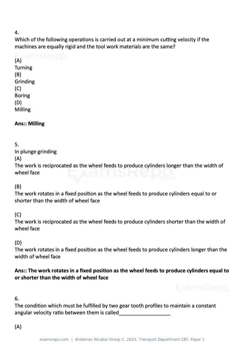Andaman Nicobar Group C 2023 question paper, Transport Department CBT, Paper 1, page 2 of 36