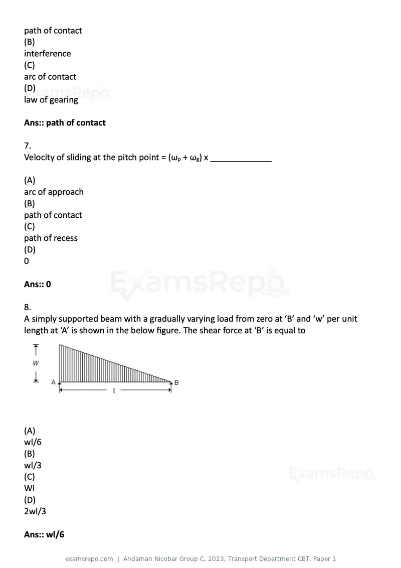 Andaman Nicobar Group C 2023 question paper, Transport Department CBT, Paper 1, page 3 of 36