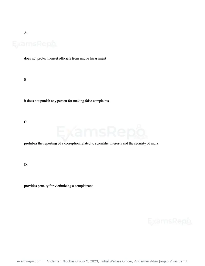 Andaman Nicobar Group C 2023 question paper, Tribal Welfare Officer, Andaman Adim Janjati Vikas Samiti, page 114 of 131