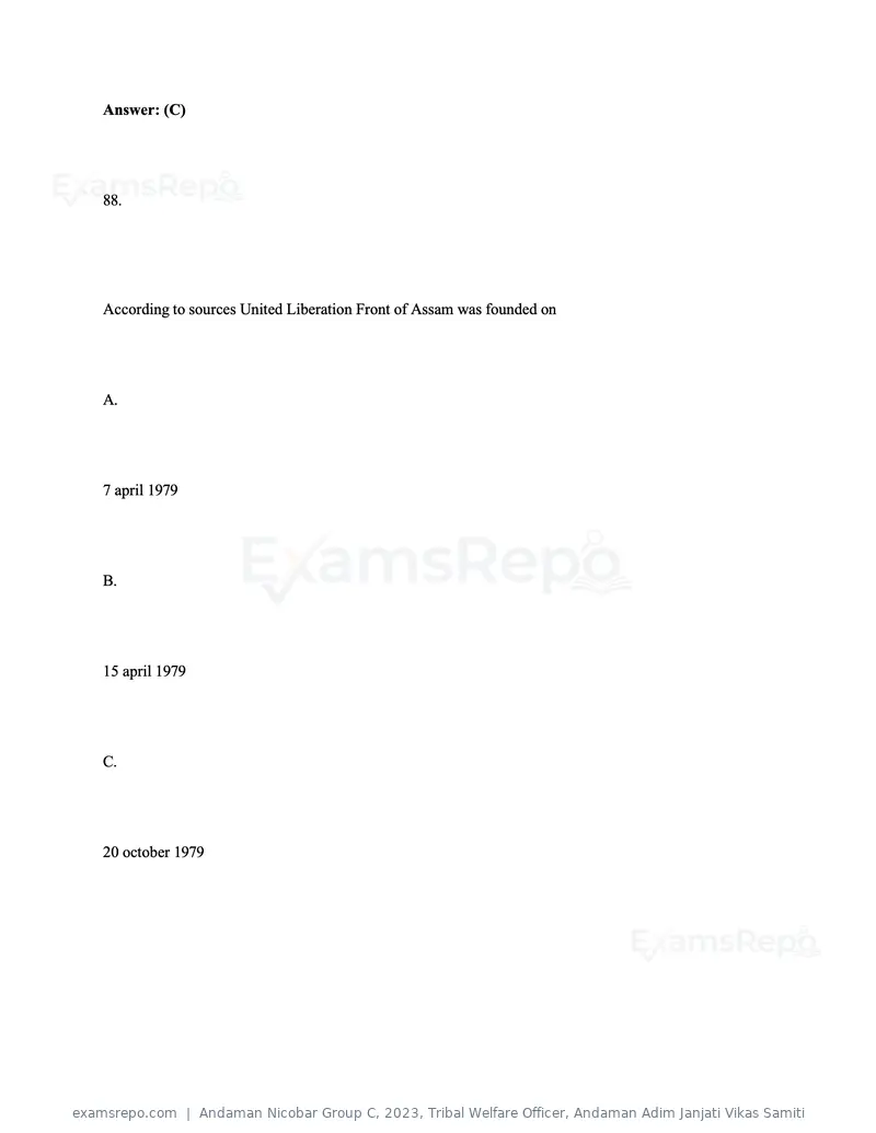 Andaman Nicobar Group C 2023 question paper, Tribal Welfare Officer, Andaman Adim Janjati Vikas Samiti, page 115 of 131