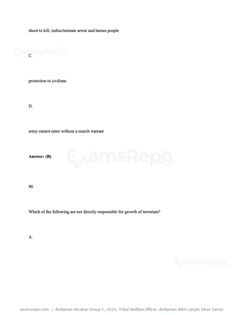 Andaman Nicobar Group C 2023 question paper, Tribal Welfare Officer, Andaman Adim Janjati Vikas Samiti, page 117 of 131