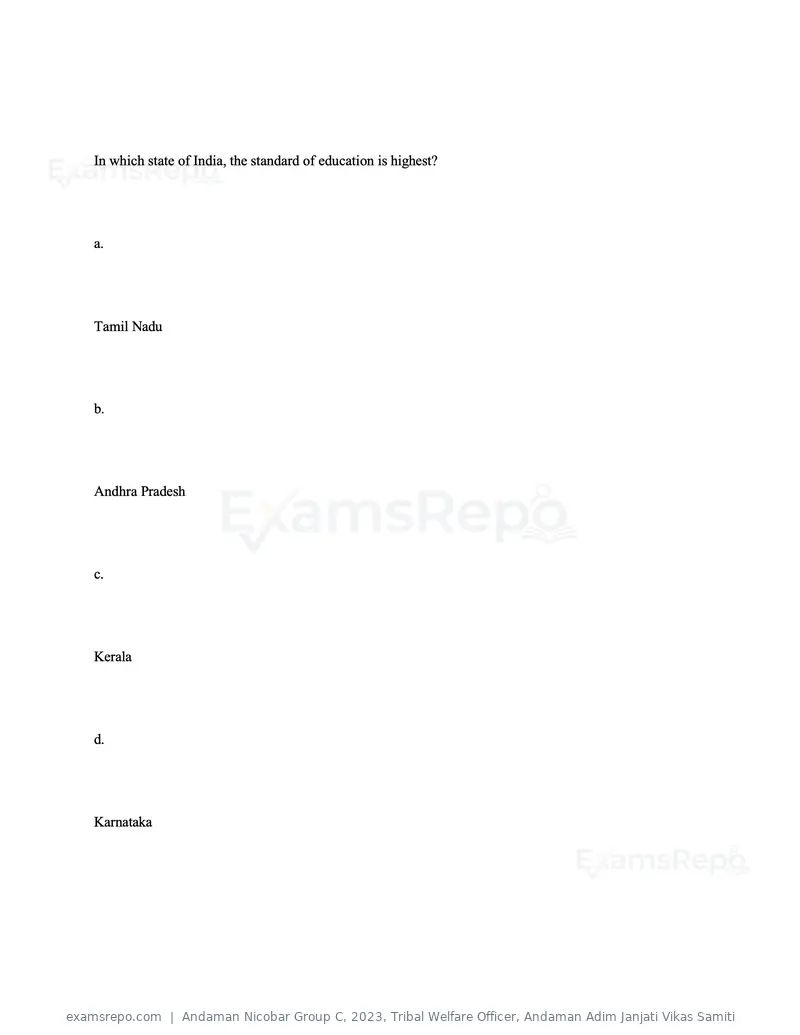 Andaman Nicobar Group C 2023 question paper, Tribal Welfare Officer, Andaman Adim Janjati Vikas Samiti, page 119 of 131