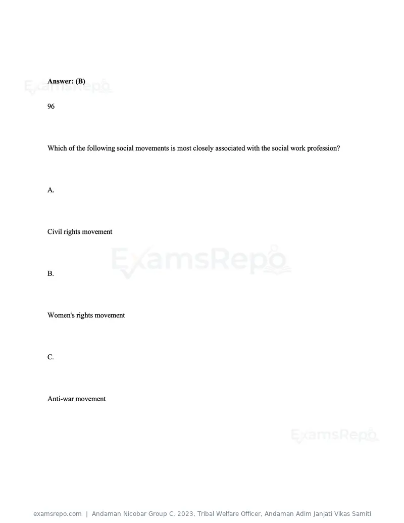 Andaman Nicobar Group C 2023 question paper, Tribal Welfare Officer, Andaman Adim Janjati Vikas Samiti, page 125 of 131