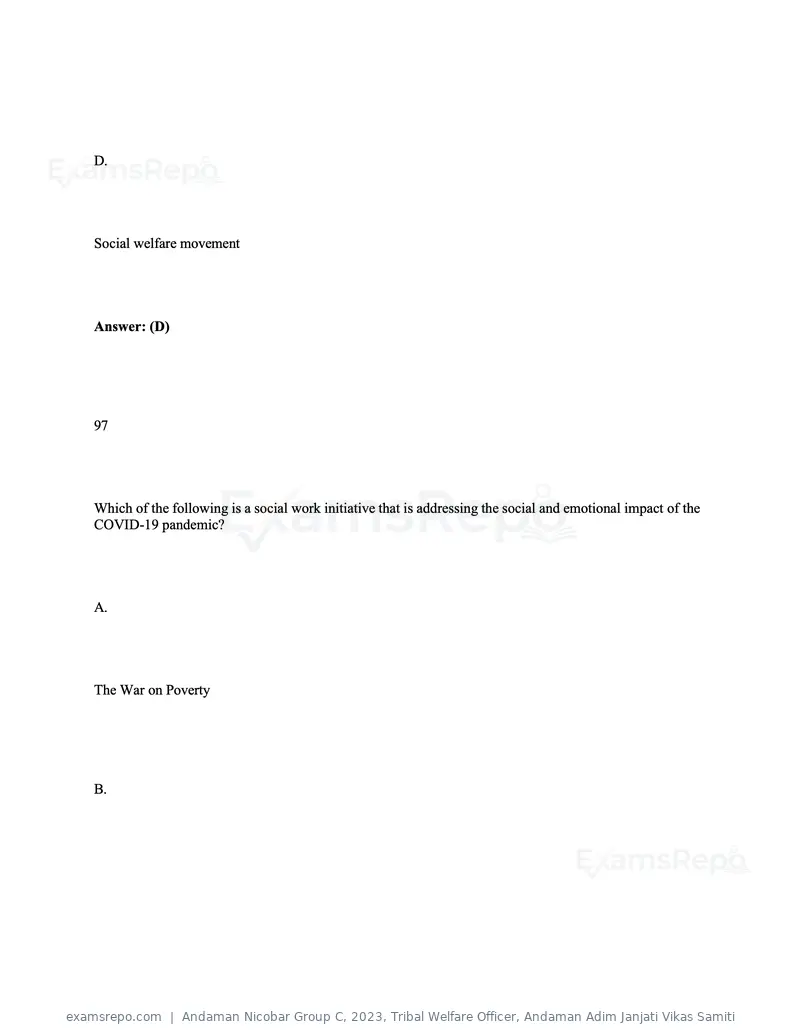 Andaman Nicobar Group C 2023 question paper, Tribal Welfare Officer, Andaman Adim Janjati Vikas Samiti, page 126 of 131
