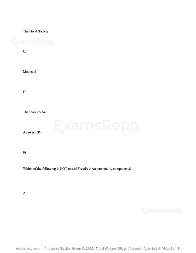 Andaman Nicobar Group C 2023 question paper, Tribal Welfare Officer, Andaman Adim Janjati Vikas Samiti, page 127 of 131