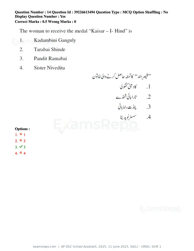 AP DSC School Assistant 2025 question paper, 11 June 2025, SA(L) - URDU, Shift 1, page 15 of 160