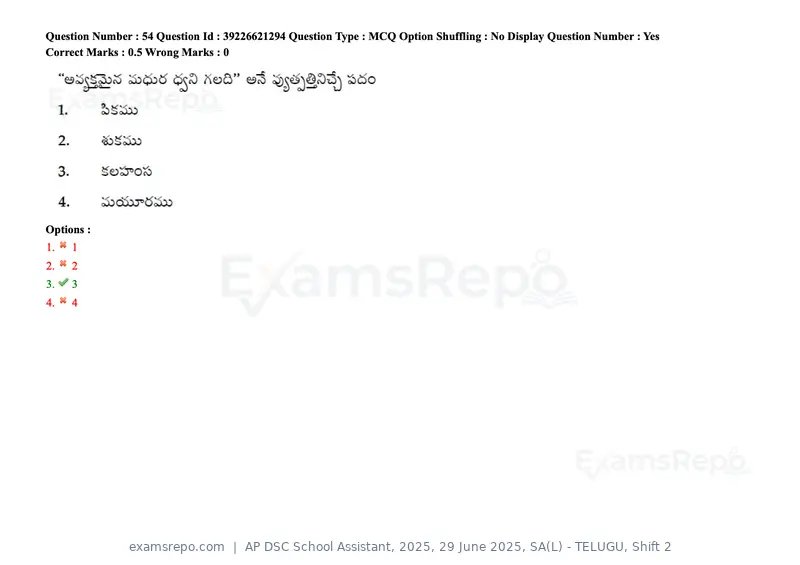 AP DSC School Assistant 2025 question paper, 29 June 2025, SA(L) - TELUGU, Shift 2, page 71 of 177
