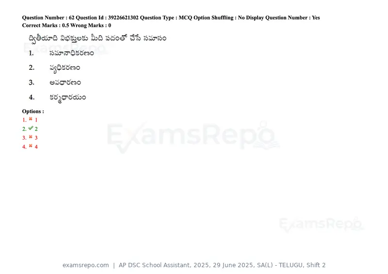 AP DSC School Assistant 2025 question paper, 29 June 2025, SA(L) - TELUGU, Shift 2, page 79 of 177