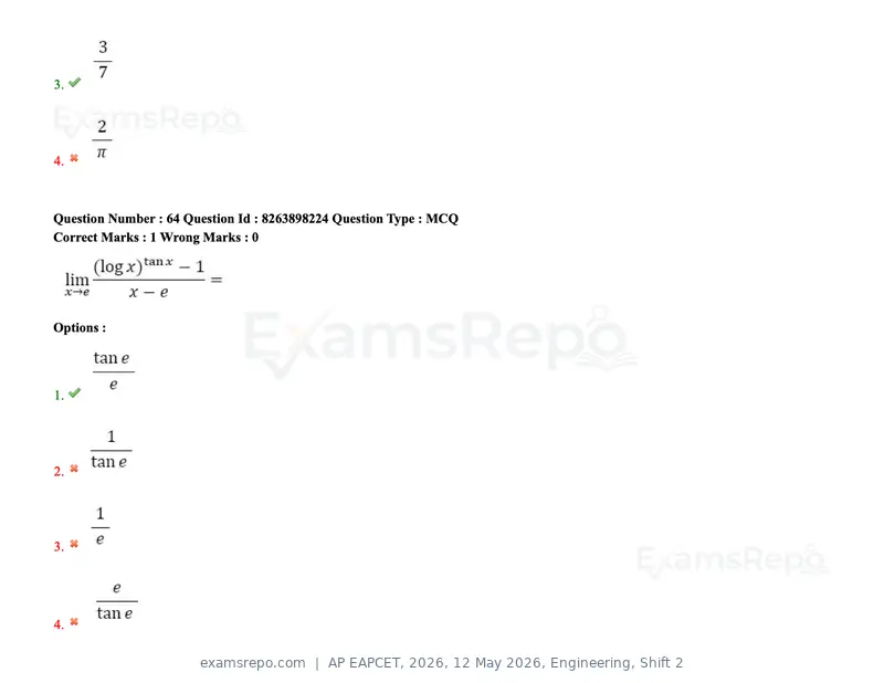 AP EAPCET 2026 question paper, 12 May 2026, Engineering, Shift 2, page 59 of 159