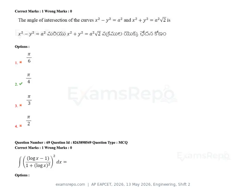 AP EAPCET 2026 question paper, 13 May 2026, Engineering, Shift 2, page 67 of 173