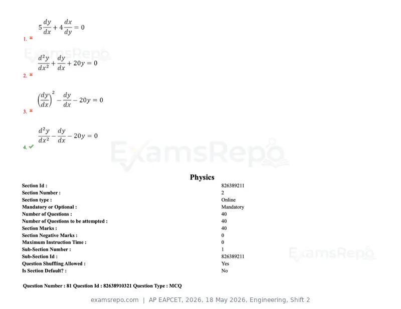 AP EAPCET 2026 question paper, 18 May 2026, Engineering, Shift 2, page 68 of 146