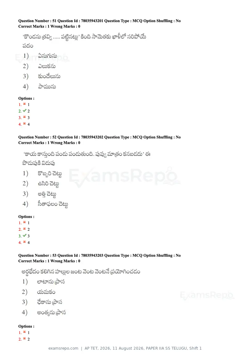 AP TET 2026 question paper, 11 August 2026, PAPER IIA SS TELUGU, Shift 1, page 28 of 80