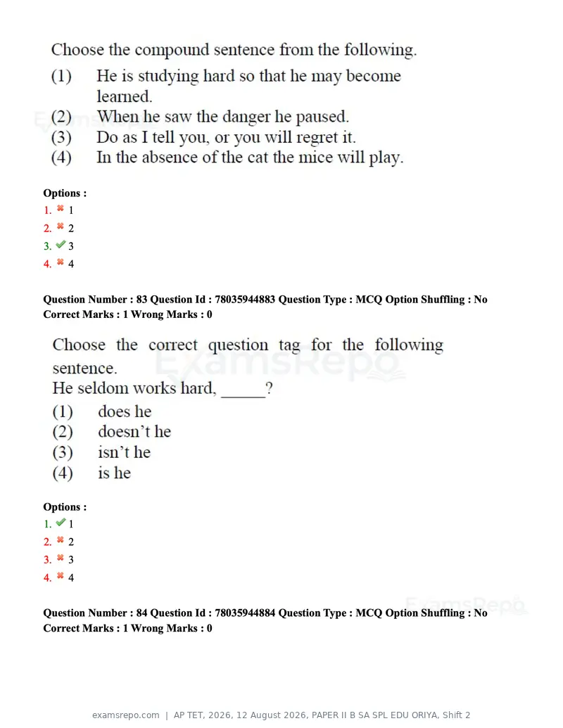 AP TET 2026 question paper, 12 August 2026, PAPER II B SA SPL EDU ORIYA, Shift 2, page 58 of 114