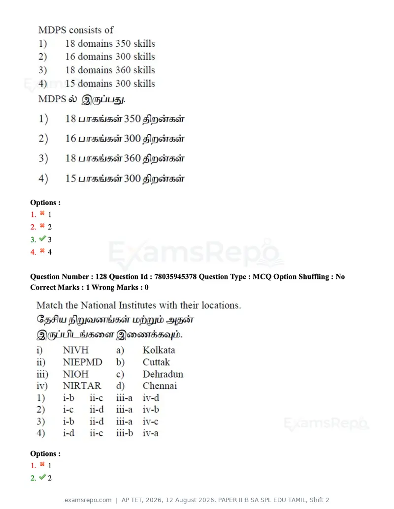 AP TET 2026 question paper, 12 August 2026, PAPER II B SA SPL EDU TAMIL, Shift 2, page 96 of 116