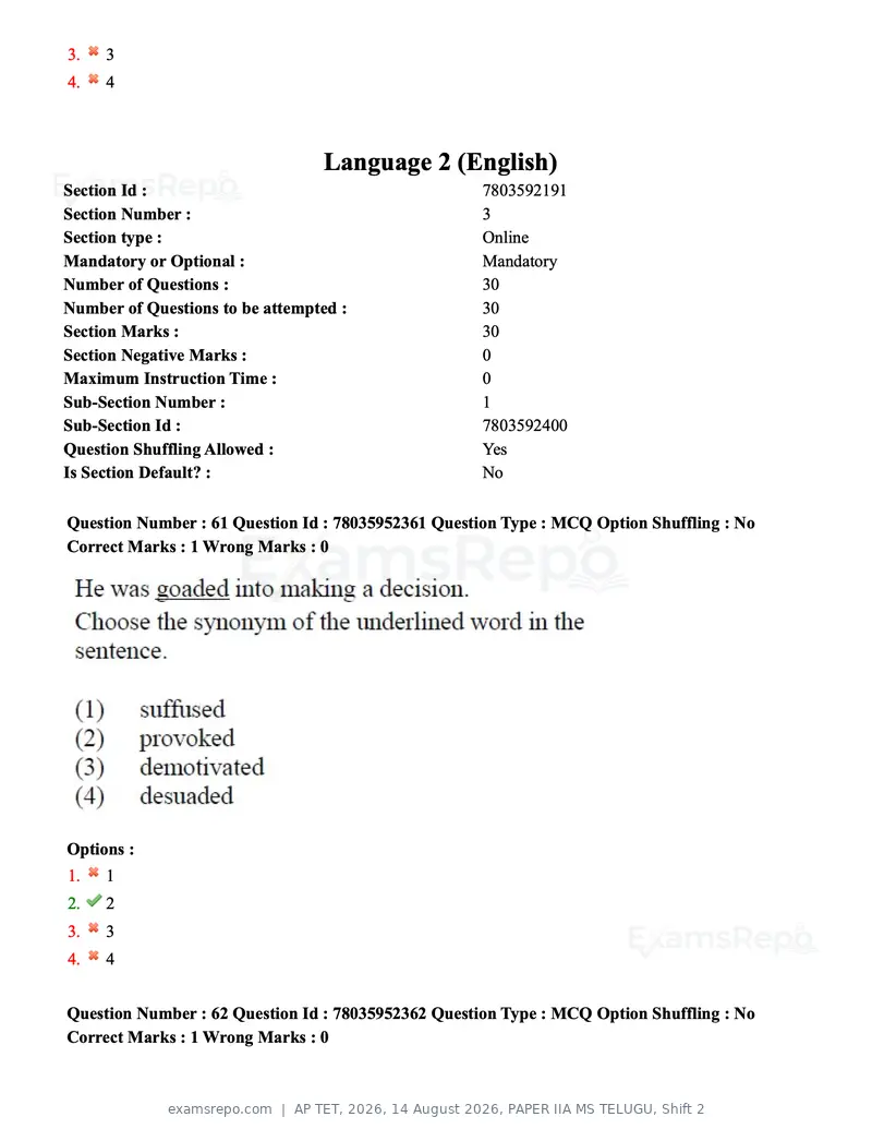 AP TET 2026 question paper, 14 August 2026, PAPER IIA MS TELUGU, Shift 2, page 48 of 121