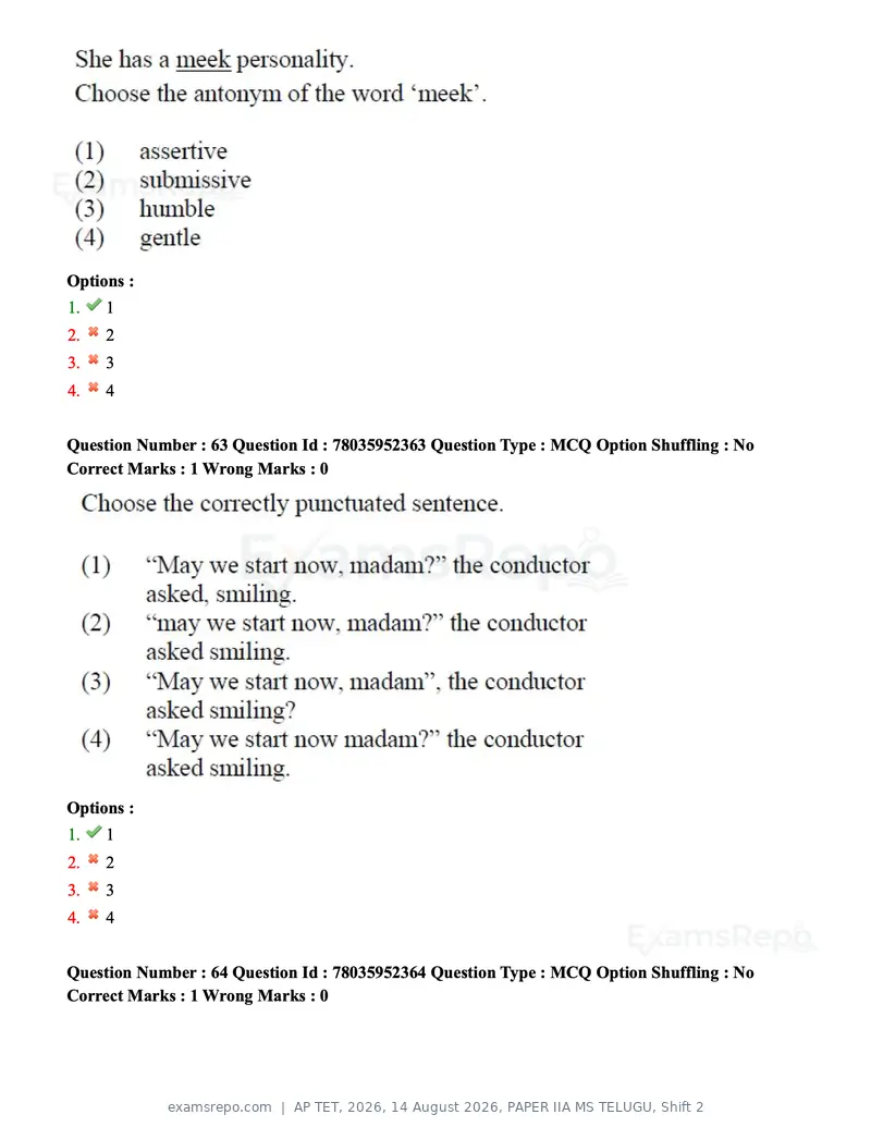 AP TET 2026 question paper, 14 August 2026, PAPER IIA MS TELUGU, Shift 2, page 49 of 121