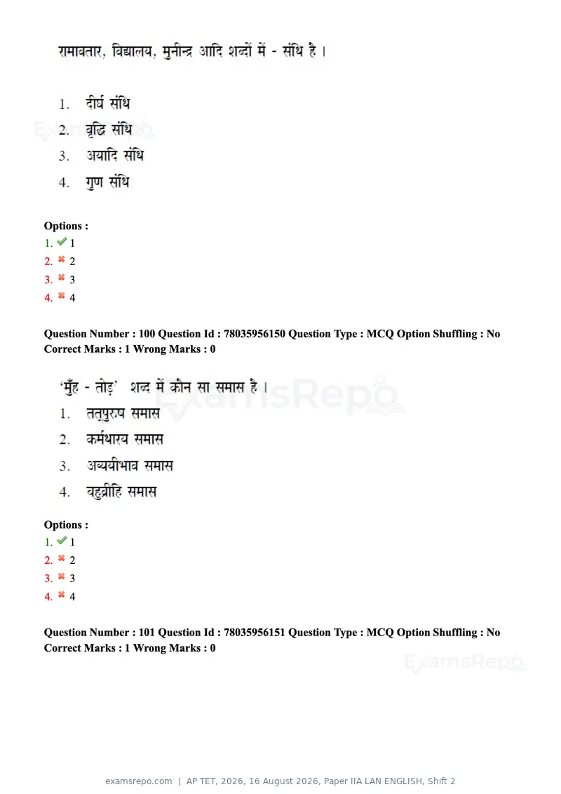 AP TET 2026 question paper, 16 August 2026, Paper IIA LAN ENGLISH, Shift 2, page 55 of 185