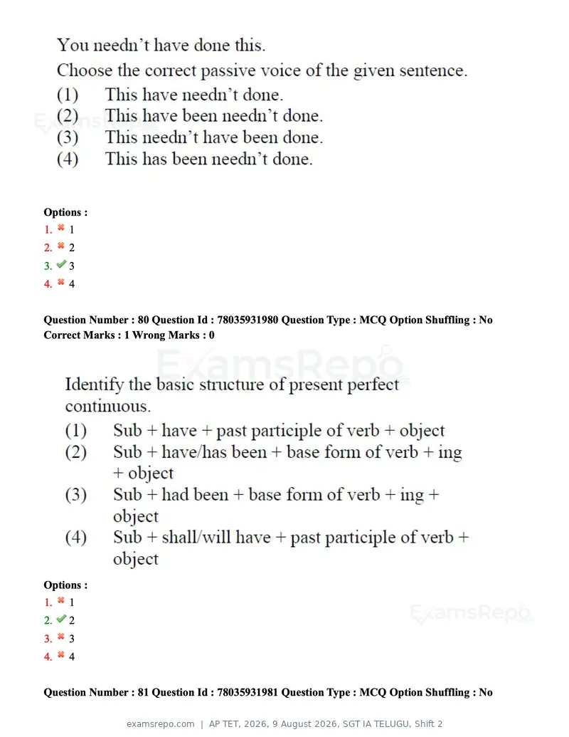 AP TET 2026 question paper, 9 August 2026, SGT IA TELUGU, Shift 2, page 58 of 117
