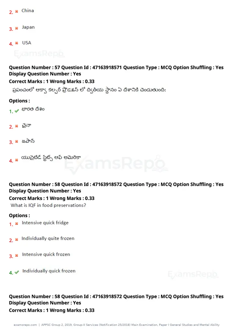 APPSC Group 2 2019 question paper, Group-II Services (Notification 25/2018) Main Examination, Paper I General Studies and Mental Ability, page 47 of 120