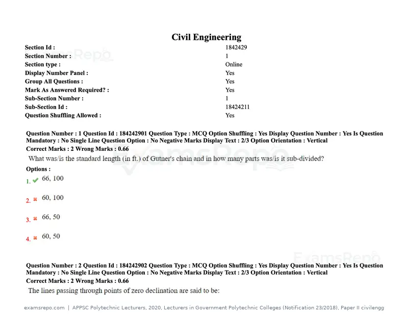 APPSC Polytechnic Lecturers 2020 question paper, Lecturers in Government Polytechnic Colleges (Notification 23/2018), Paper II civilengg, page 2 of 76