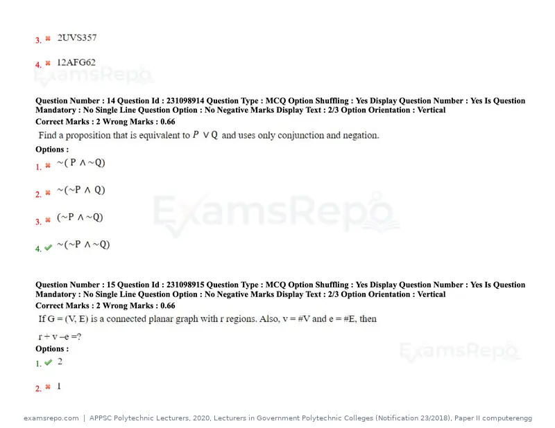APPSC Polytechnic Lecturers 2020 question paper, Lecturers in Government Polytechnic Colleges (Notification 23/2018), Paper II computerengg, page 9 of 80