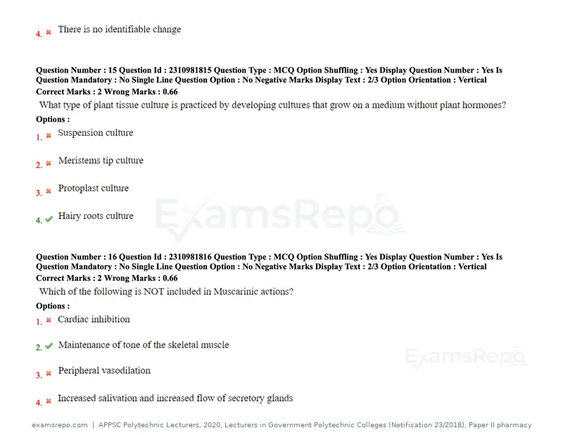 APPSC Polytechnic Lecturers 2020 question paper, Lecturers in Government Polytechnic Colleges (Notification 23/2018), Paper II pharmacy, page 9 of 73