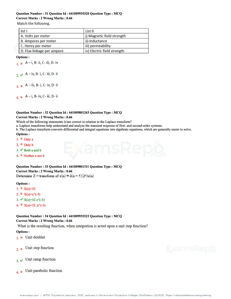 APPSC Polytechnic Lecturers 2025 question paper, Lecturers in Government Polytechnic Colleges (Notification 13/2023), Paper II electricalelectronicsengineering, page 11 of 47