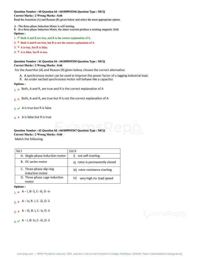 APPSC Polytechnic Lecturers 2025 question paper, Lecturers in Government Polytechnic Colleges (Notification 13/2023), Paper II electricalelectronicsengineering, page 19 of 47