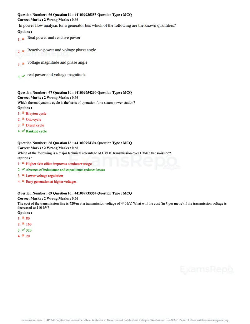 APPSC Polytechnic Lecturers 2025 question paper, Lecturers in Government Polytechnic Colleges (Notification 13/2023), Paper II electricalelectronicsengineering, page 21 of 47