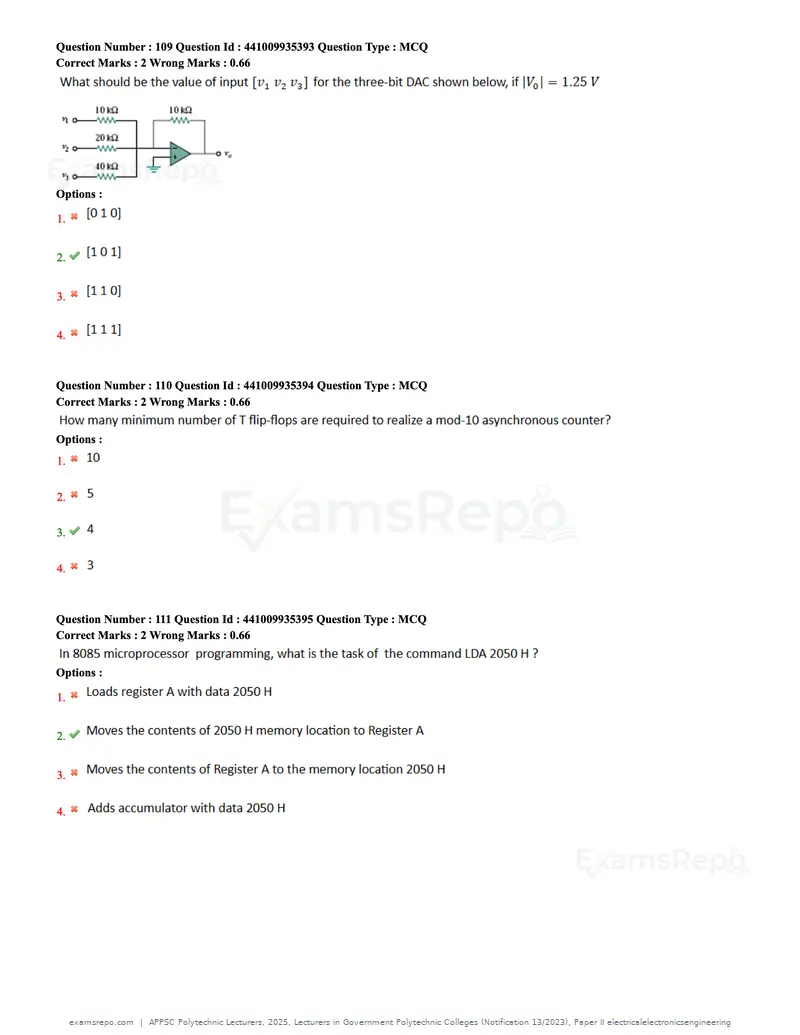 APPSC Polytechnic Lecturers 2025 question paper, Lecturers in Government Polytechnic Colleges (Notification 13/2023), Paper II electricalelectronicsengineering, page 35 of 47