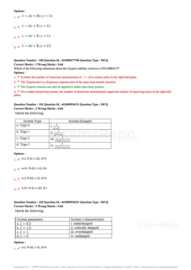 APPSC Polytechnic Lecturers 2025 question paper, Lecturers in Government Polytechnic Colleges (Notification 13/2023), Paper II electronicscommunicationengineering, page 29 of 42